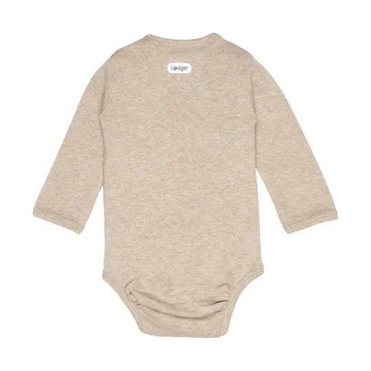Lodger Wickelbody Langarm - Größe 68 - Melange Beige