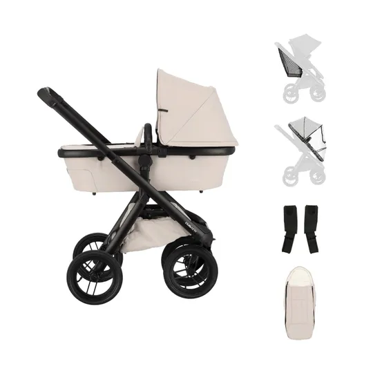 Dubatti One E6 Kinderwagen Dark Brown | Kindersitz| Base