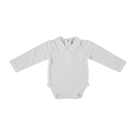 Klein Baby - Babybody mit Kragen - Langarm - Größe 62 - Off-White