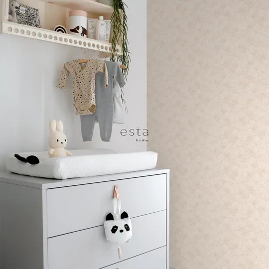 Estahome Gezeichnete Blätter Tapete I - 0,53 x 10,05 m - Sand / Beige / Hell Terrakotta