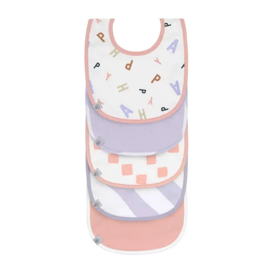 Lässig Lätzchen Set van 5 - Happy Fruits - Peach / Pastel Lilac