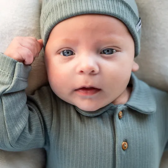 Klein Baby Polo Babybody Ripp - Größe 62 - Stone Green