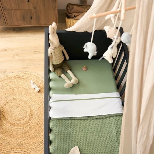 Meyco Uni Spannbettlaken Wiege - 2 Stück - 40 x 80 / 90 cm - Olive Green