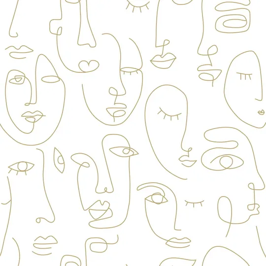 Estahome Line Art Gesichten Tapete - 0,53 x 10,05 m