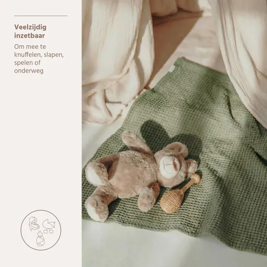 Meyco Babydecke - Waffle Cotton - Olive Green - 75x100 cm