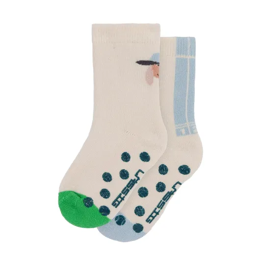 LÄSSIG GOTS Anti-Rutsch-Socken – 2er-Pack – Dog – Größe 23–26