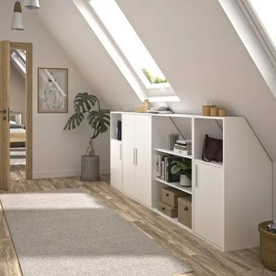 Diagone Unterschrank für Dachschrägen, 1-türig – Weiß