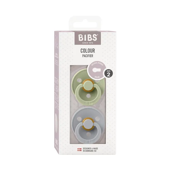 BiBs Retro Schnuller Glow Sage / Cloud 6-18 Monate 2 Stück