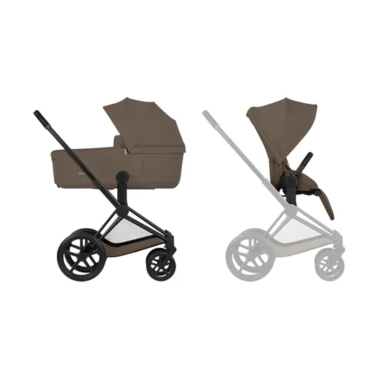 Cybex Priam 5 Comfort Kinderwagen Bundle – Matt Black/Coconut Brown