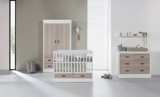 Kidsmill Newport Babybett Weiß / Eiche 70 x 140 cm