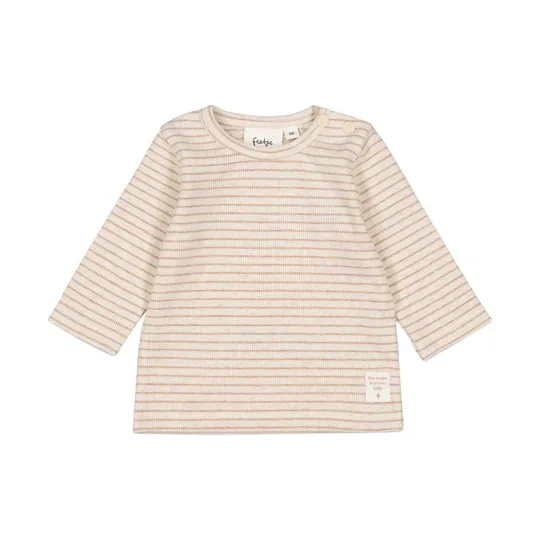 Feetje The Magic is in You Rib Langarmshirt mit Streifen - Größe 50 - Taupe Melange