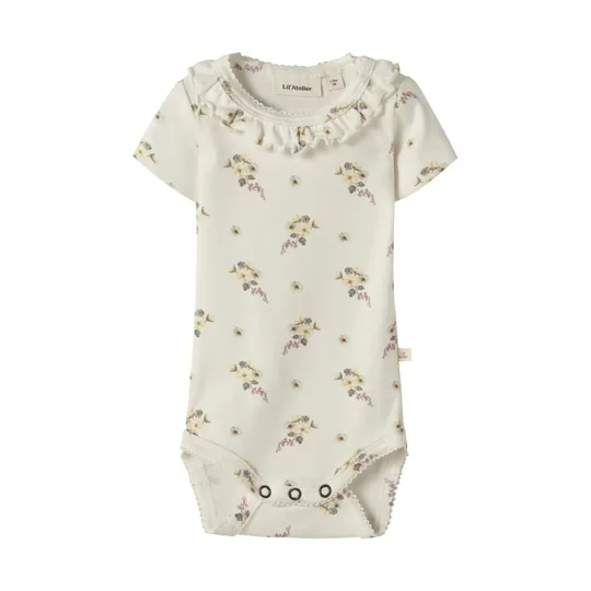 Lil’ Atelier Flower Babybody - Größe 74 - Coconut Milk