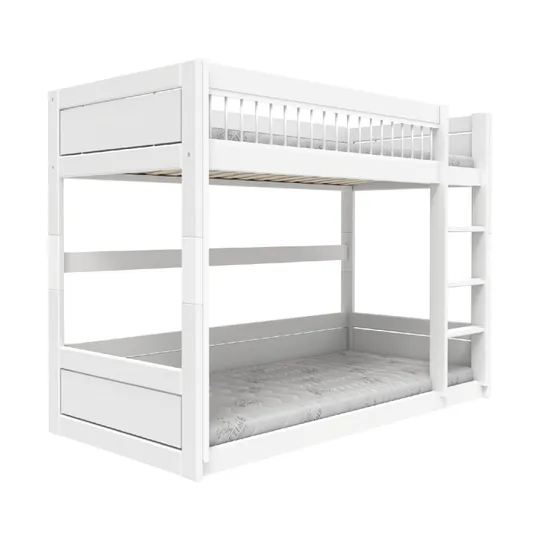 LifeTime Etagenbett – Niedrig – Luxe Lattenrost – Weiß lackiert