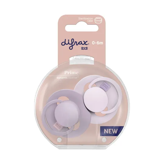 Difrax Dynamic Lovi Prime Schnuller – 0-6M – 2 Stk. - Lila/Violett