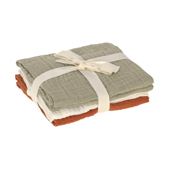 Lässig Wickeltuch Olive/Milky/Rust 3 Stück