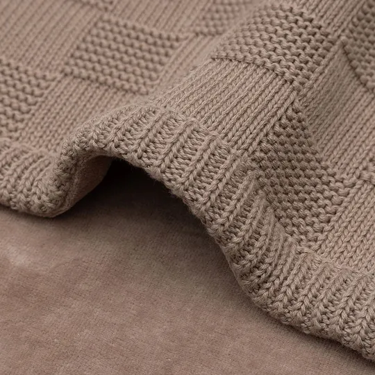 Jollein Bettdecke - Box Knit/Samt- 100 x 150 cm - Milky Coffee