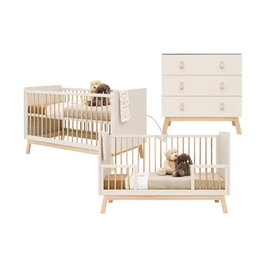 Bopita Babyzimmer Lines - Dune / Nature- 2-teilig - Bett 70 x 140 cm + Kommode