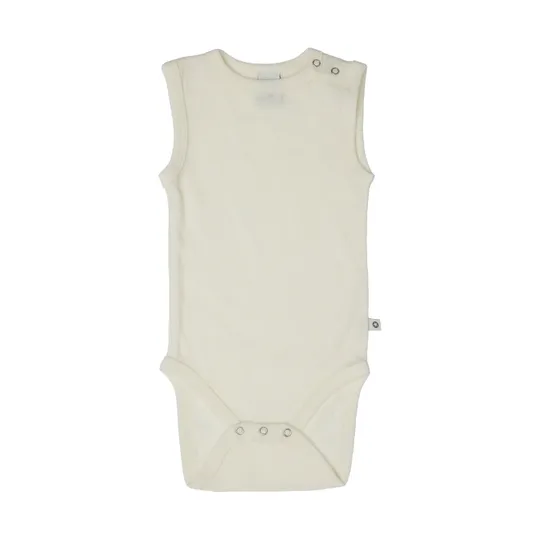 Smallstuff Ärmelloser Babybody - Größe 56 - Merinowolle - Off White