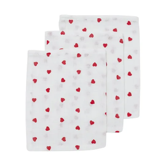 Meyco Sweet Heart Hydrofiele Waschlappen - 3er-Pack - Rot