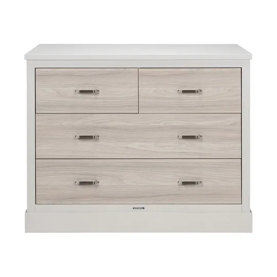 Kidsmill Newport Babyzimmer Inkl. Edelstahlgriffe – Oatmeal/Eiche | Kinderbett 60 x 120 cm + Kommode + Kleiderschrank
