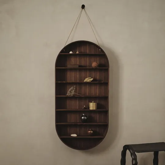 Ferm Living Wandregal Oval - Smoked Oak