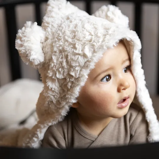 Baby's Only Snow Einschlagdecke mit Ohren - Wollweiß