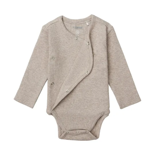 Noppies Nino Wickelbody - Ripp - Taupe Melange - Gr. 44
