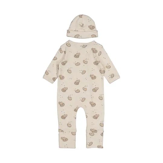 Feetje Geschenkset Strampler + Mütze – Off-White Melange – Größe 56