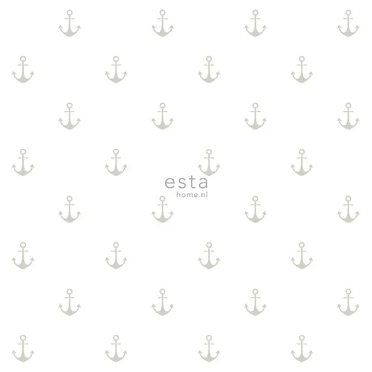 Estahome Anker Tapete – 0,53 x 10,05 m – Weiß/Silber