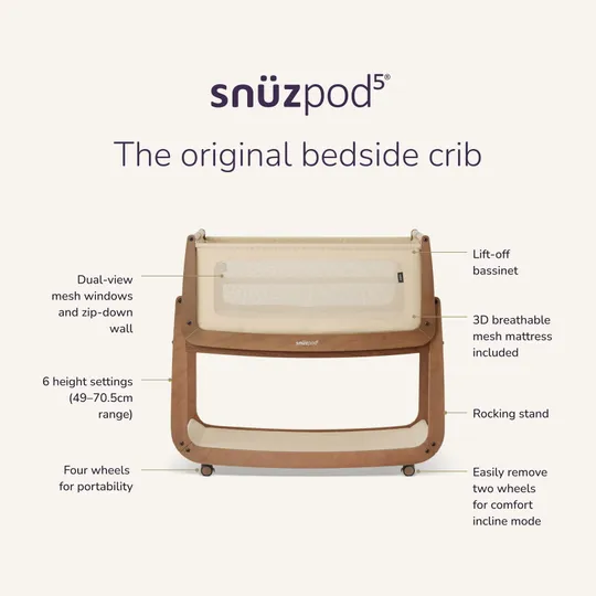 Snüz Beistellbett SnüzPod⁵ - Walnut 