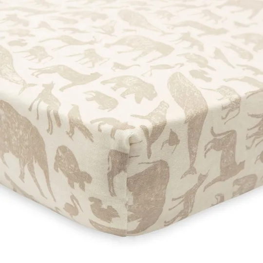 Jollein Jersey Animals Bettlaken - 70 x 140 cm - Nougat