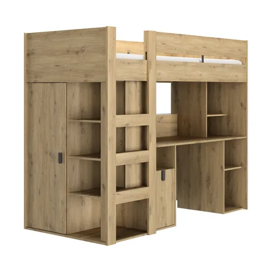 Gami Bett Hoch - Lugano - 90 x 200 cm - Artisan Eiche