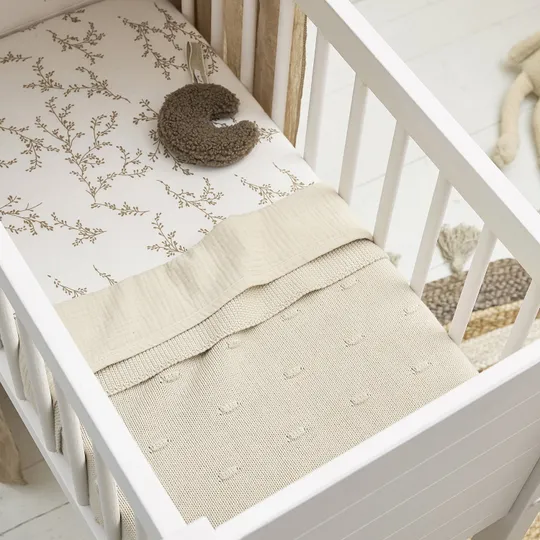 Meyco Spannbettlaken Print - Jersey - Branches - Sand - 60 x 120 cm