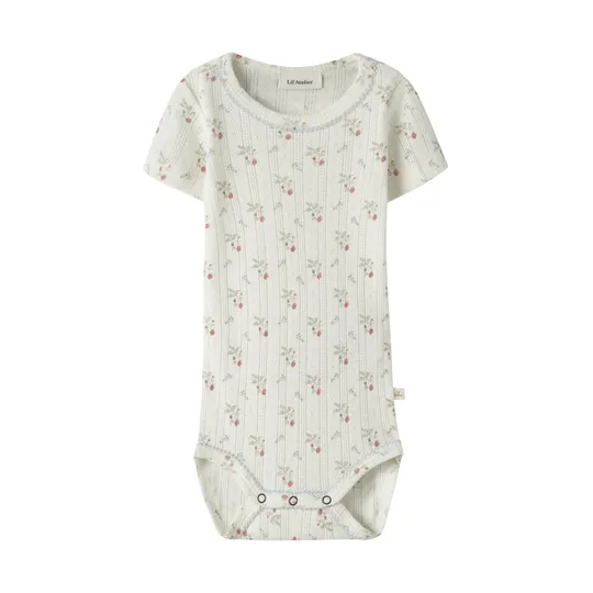 Lil’ Atelier Strawberry Babybody - Größe 62 - Coconut Milk