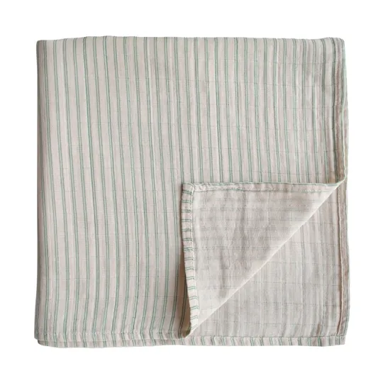 Mushie - Swaddle - Sage Stripes