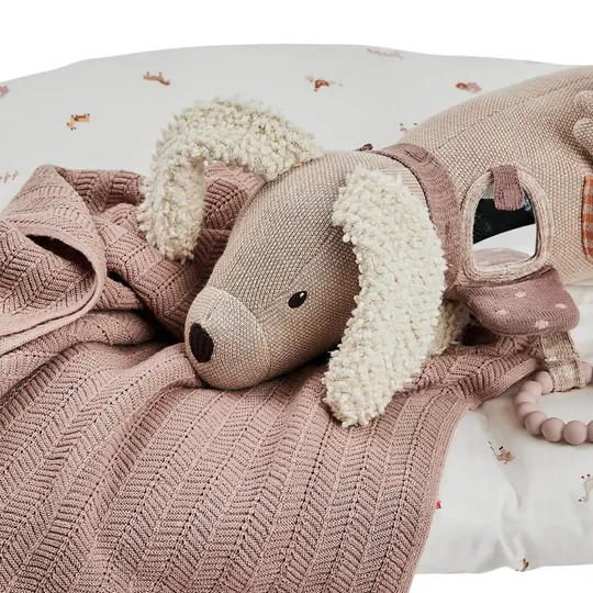 Smallstuff Fishbone Babydecke - Merino Wolle - Powder