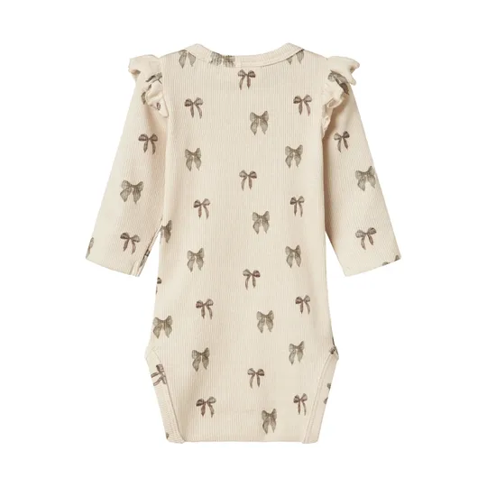 Lil' Atelier Bow Babybody - Gr. 68 - Silver Peony