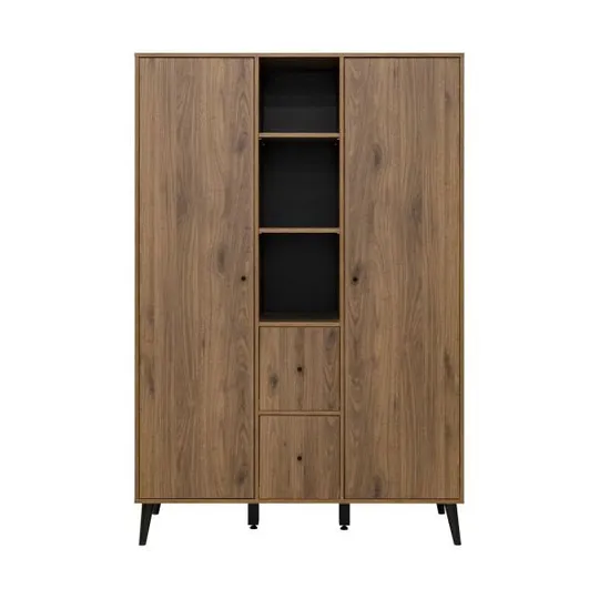 Bopita Zara Babyzimmer Walnuss | Bett 70 x 140 cm + Kommode XL + 2-türiger Kleiderschrank XL