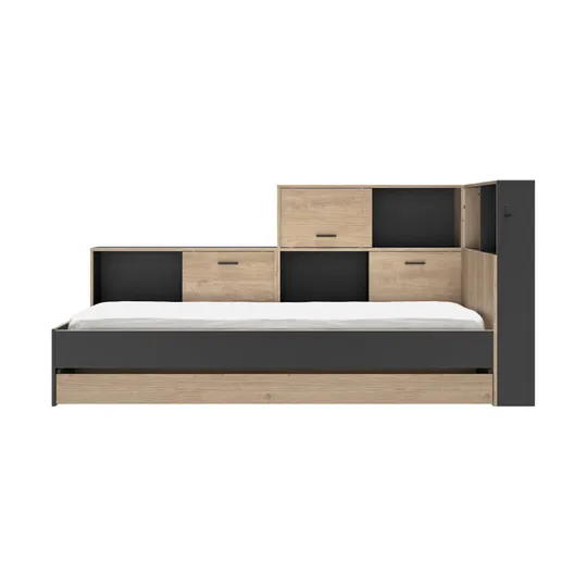 Diagone Erwan Bett mit Stauraum – 90 x 200 cm – Naturkastanienbraun