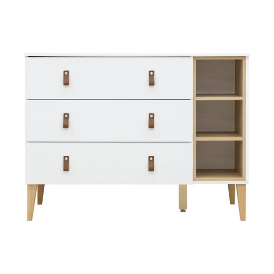 Bopita – Indy XL Kommode – 3 Schubladen und 3 offene Fächer – Weiß/Natur