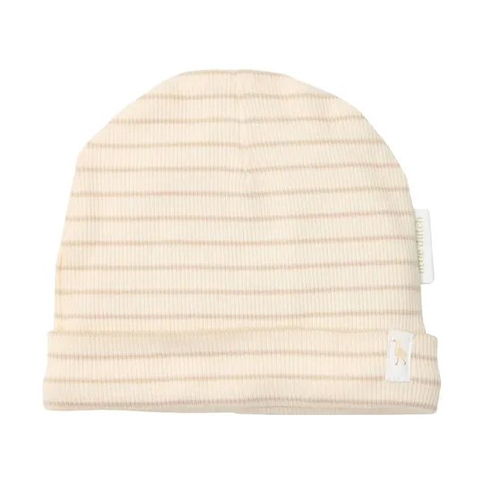 Little Dutch Mütze – Soft Beige Stripe - 0-3 Mte