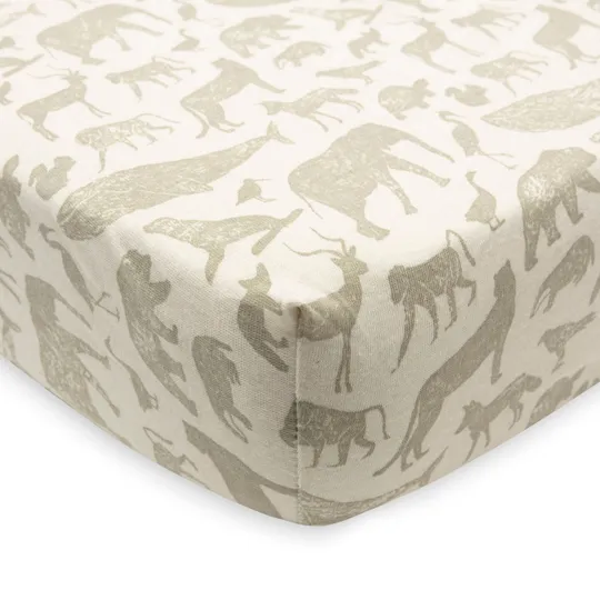 Jollein Jersey Animals Spannbettlaken - 40 / 50 x 80 / 90 cm - Olive Green