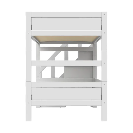 Life Time Etagenbett Premium - Weiß Lackiert - 120 cm - Mit Treppenschrank