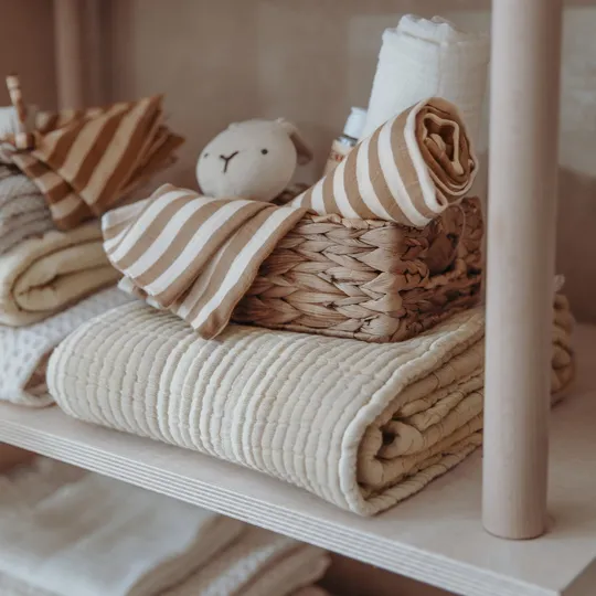 Meyco Babydecke - Hydrophile Jacquard Stripe - Sand - 75x100 cm