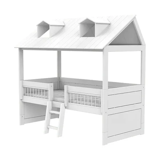 LIFETIME Kidsrooms Kajütenbett - Beachhouse - Mit Treppe & Luxus Lattenrost - Weiß