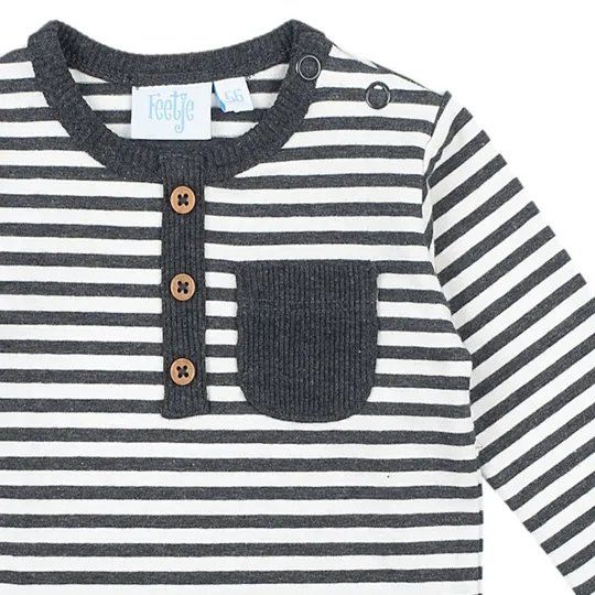 Feetje Mini Person Streifen-T-Shirt, Anthrazite meliert, Gr. 50