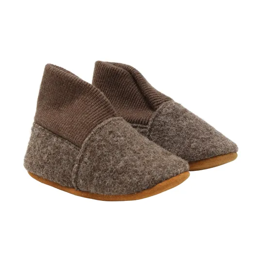 En Fant Wollpantoffeln Rippstrick - Walnut - Größe 17/18