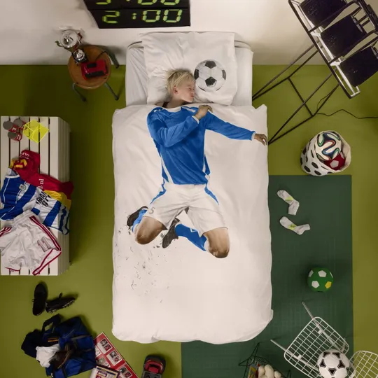 Snurk Bettbezug Fußball-Champ, Blau, 140 x 200/220 cm