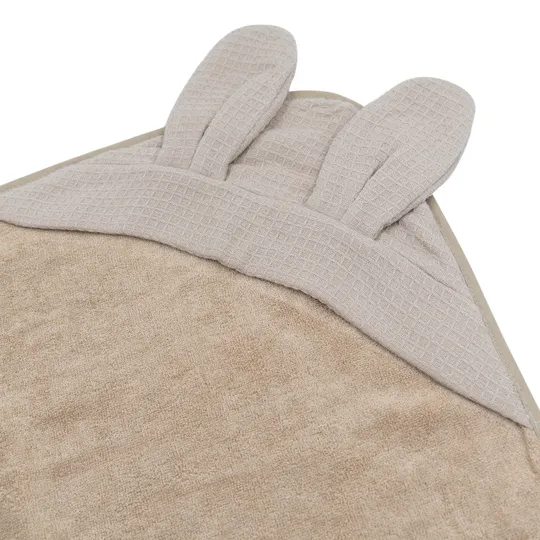 Bambus-Badecape mit Waschlappen – Duo-Set Waffelmuster – 75 x 75 cm - Mocha Sand