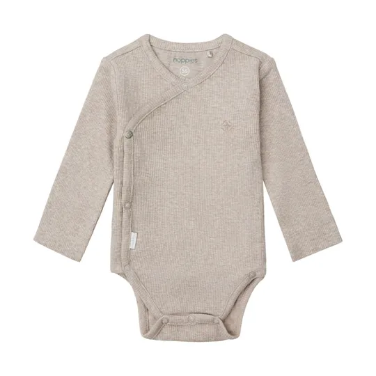 Noppies Nino Wickelbody - Ripp - Taupe Melange - Gr. 50